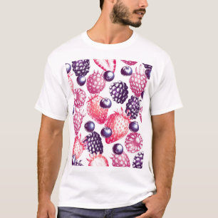 Fresh Berries: Colourful Vintage Background. T-Shirt