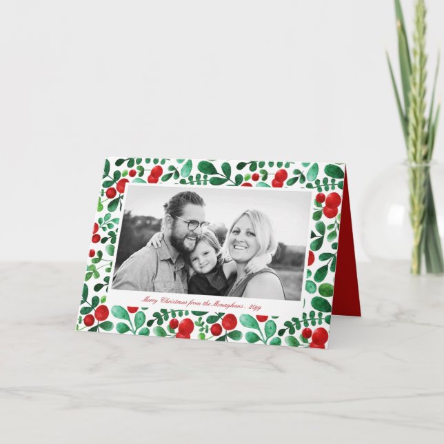 Fresh Berries Horizontal Photo Holiday Card (Front)