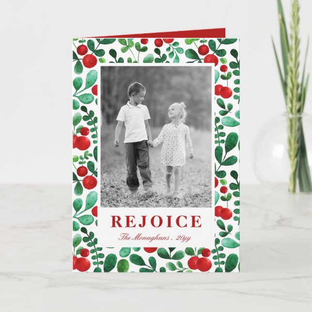 Fresh Berries Vertical Photo Holiday Card (Front)