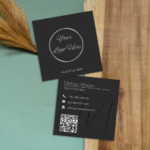 Fresh black minimal modern wit logo square business card