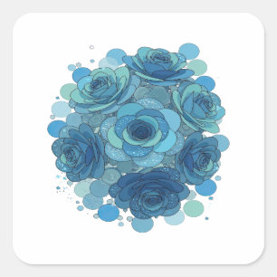 Fresh Blue BLUE ROSES AND BUBBLES Sticker Motif