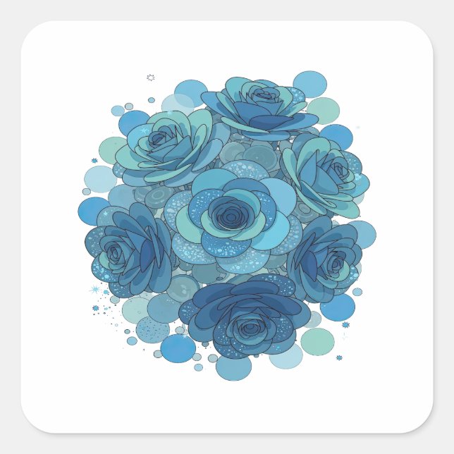 Fresh Blue BLUE ROSES AND BUBBLES Sticker Motif (Front)