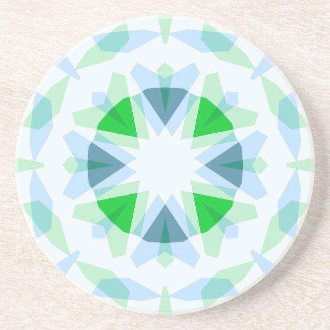 Fresh Blue Pretty Green Star Dopamine Decor Kitsch Coaster (Front)