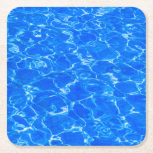 Fresh Blue Water Square Paper Coaster