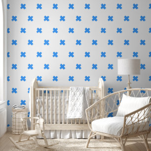 Fresh Blue-White-Cross Pattern Wallpaper