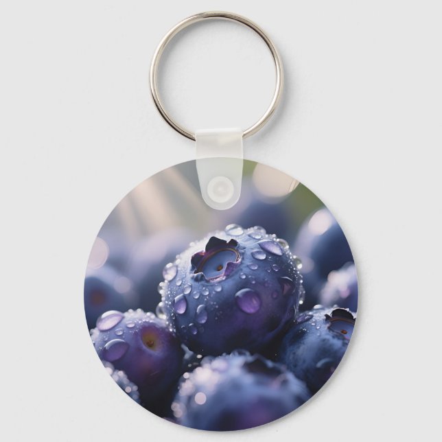 Fresh Blueberries Close Up Key Ring (Front)