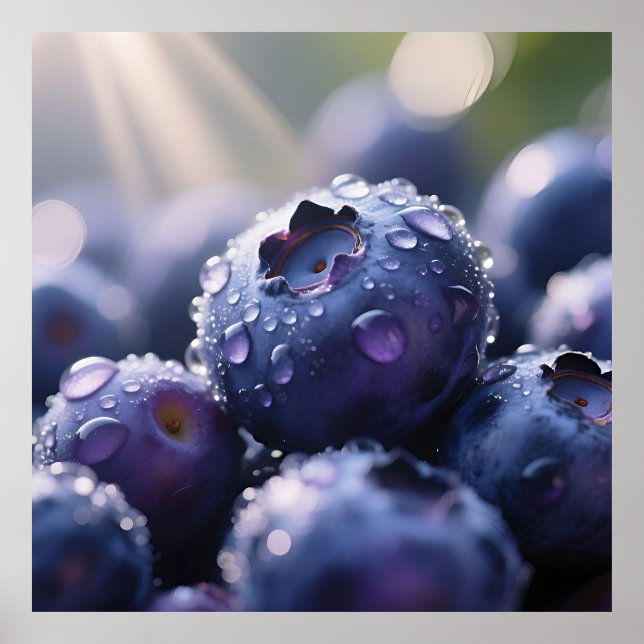 Fresh Blueberries Close Up Poster (Front)