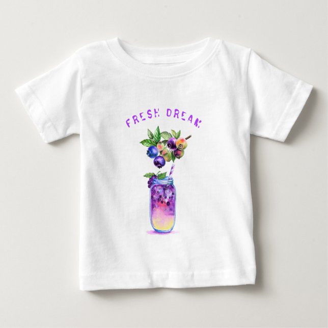 Fresh Blueberry Drink Baby T-Shirt - Custom Text (Front)