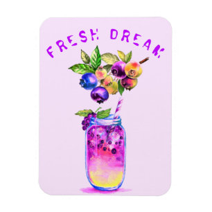 Fresh Blueberry Drink Magnet - Custom Text