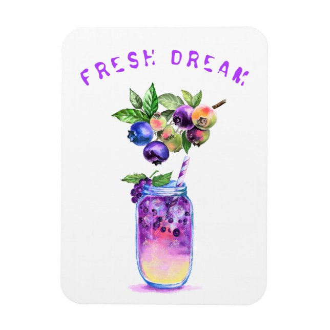 Fresh Blueberry Drink Magnet Gift - Custom Text (Vertical)