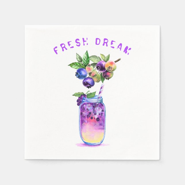 Fresh Blueberry Drink Napkins - Custom Text (Front)