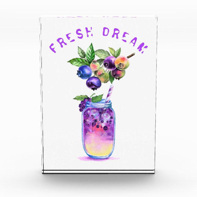Fresh Blueberry Drink Photo Block - Custom Text (Front)