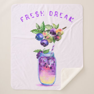 Fresh Blueberry Drink Sherpa Blanket Custom Text