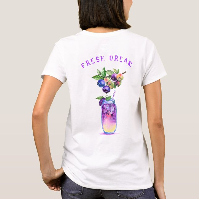 Fresh Blueberry Drink T-Shirt - Custom Text (Back)