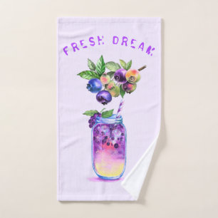 Fresh Blueberry Juice Cool Drink - Summer Cocktail Bath Towel Set