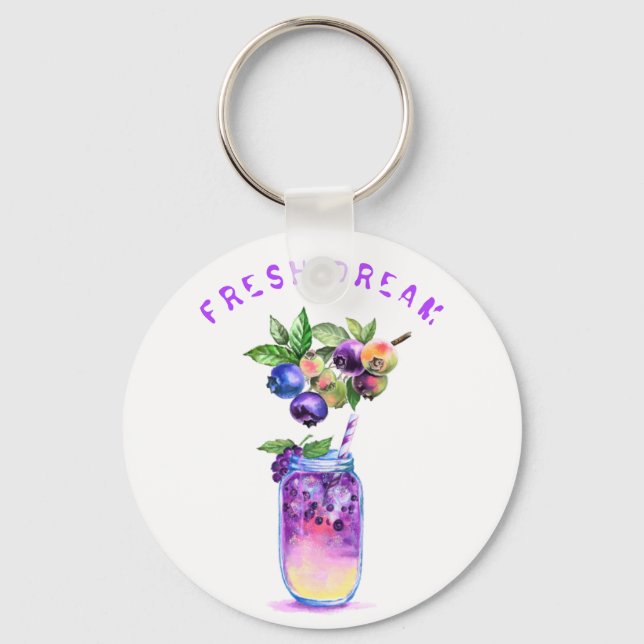 Fresh Blueberry Juice Cool Drink - Summer Cocktail Key Ring (Front)