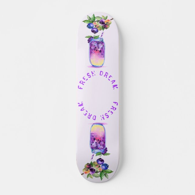 Fresh Blueberry Juice Cool Drink - Summer Time Skateboard (Front)