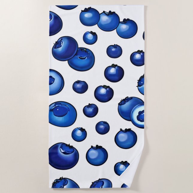 Fresh Blueberry Pattern Beach Towel (Front)