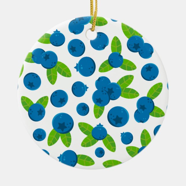 Fresh Blueberry Pattern Ceramic Tree Decoration (Front)