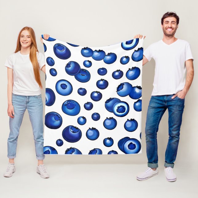 Fresh Blueberry Pattern Fleece Blanket (In Situ)
