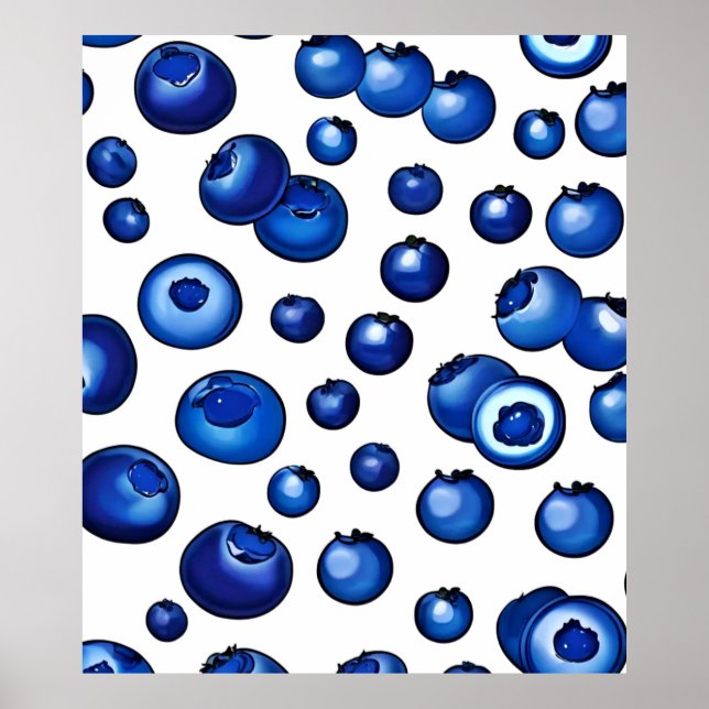 Fresh Blueberry Pattern Poster (Front)