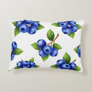 Fresh Blueberry Seamless Pattern Decorative Cushion