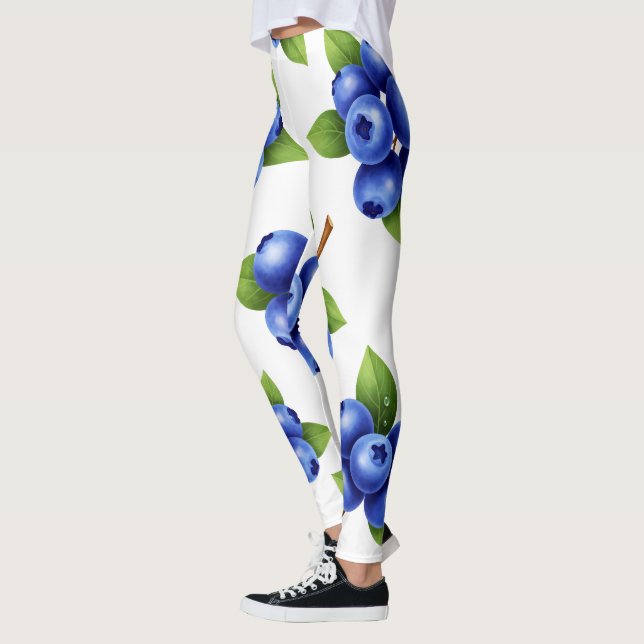 Fresh Blueberry Seamless Pattern Leggings (Left)