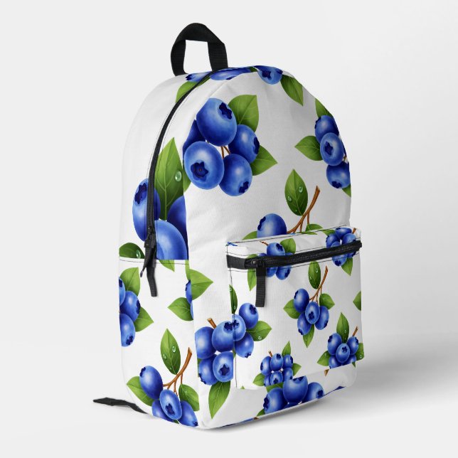 Fresh Blueberry Seamless Pattern Printed Backpack (Back Corner Left)