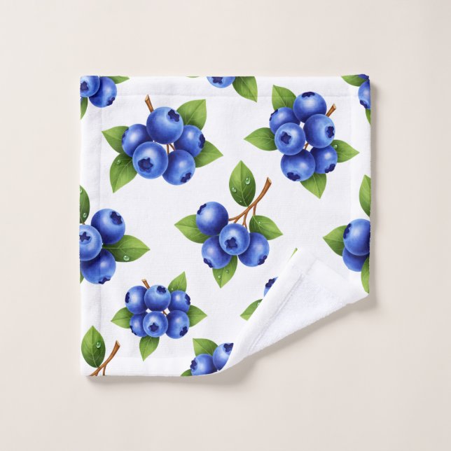 Fresh Blueberry Seamless Pattern Wash Cloth (Wash Cloth)