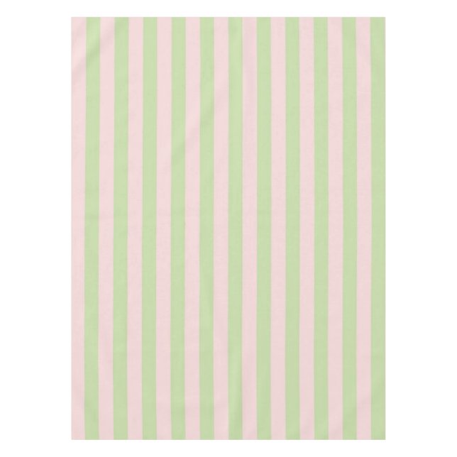 Fresh Boho Pink & Green Stripes Spring & Summer  Tablecloth (Front)