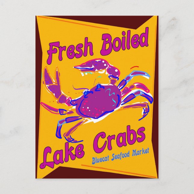 Fresh Boiled  Lake Crabs Postcard (Front)