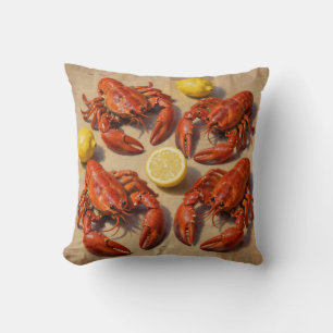 Fresh Boiled Lobster Lemon Newspaper Feast Cushion
