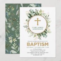 Fresh Botanical Greenery Gold Neutral Baptism