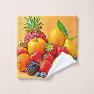 Fresh Bounty: Vibrant Fruit Harvest Design Bath Towel Set