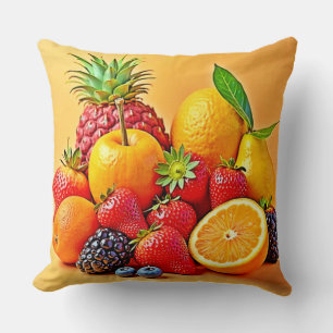 Fresh Bounty: Vibrant Fruit Harvest Design Cushion