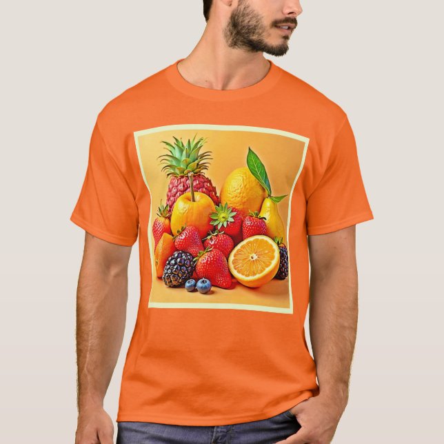 Fresh Bounty: Vibrant Fruit Harvest Design  T-Shirt (Front)
