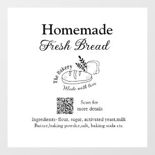 Fresh bread bakery add name ingredients Q r code h