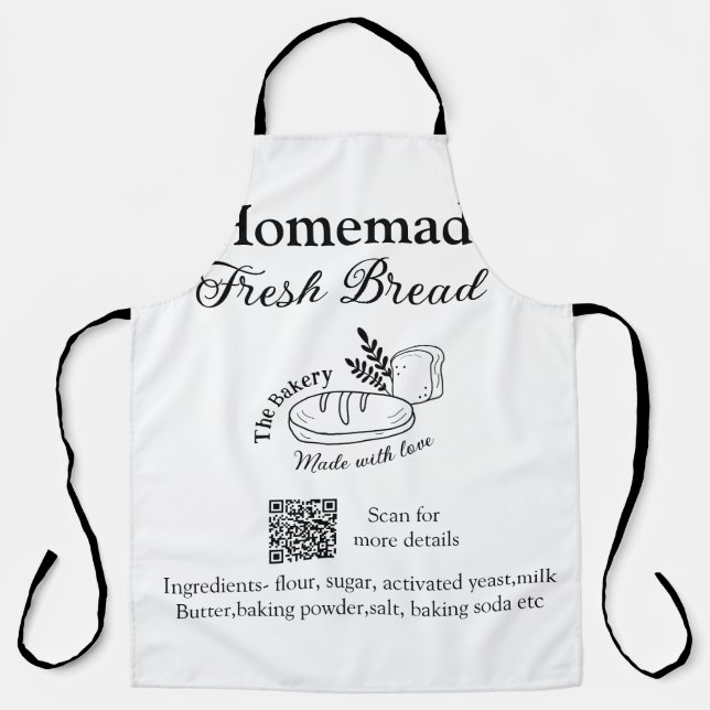 Fresh bread bakery add name ingredients Q r code h Apron (Front)
