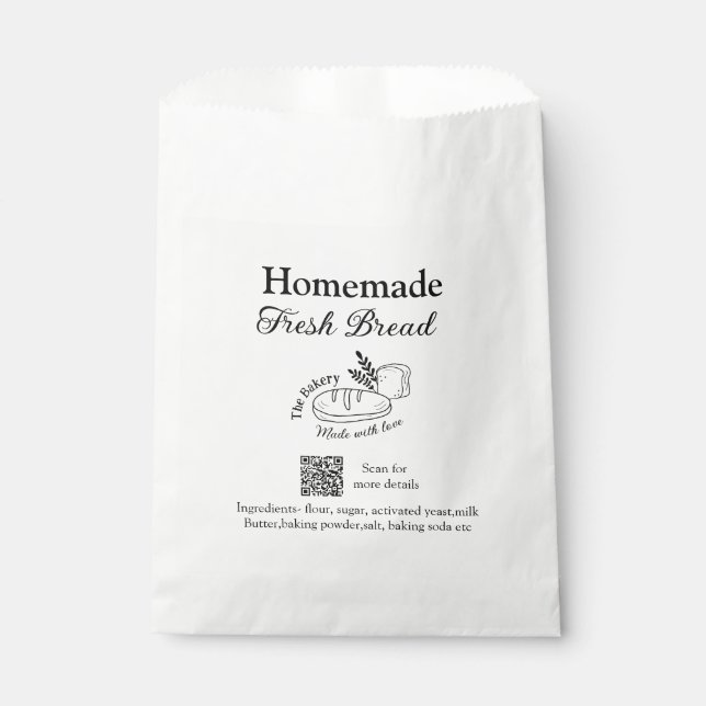 Fresh bread bakery add name ingredients Q r code h Favour Bags (Front)