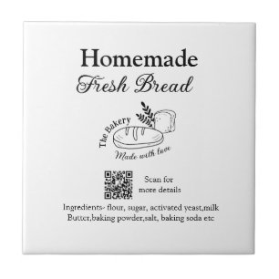 Fresh bread bakery add name ingredients Q r code h Tile
