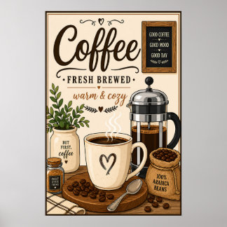 Fresh Brewed Coffee 16x24 Poster