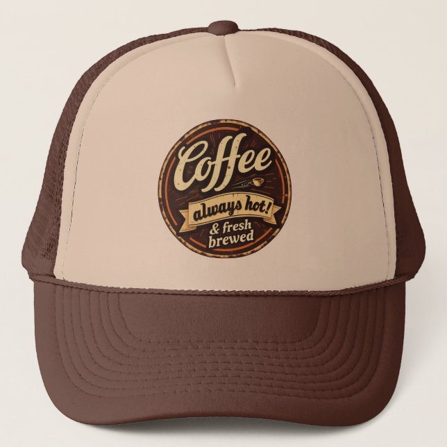 Fresh brewed coffee vintage  trucker hat (Front)