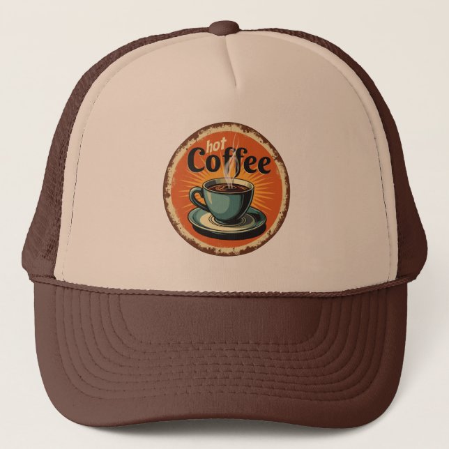 Fresh brewed coffee vintage  trucker hat (Front)