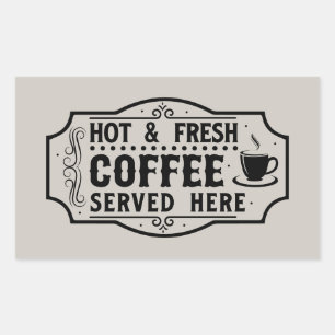 Fresh brewed coffee word art  rectangular sticker