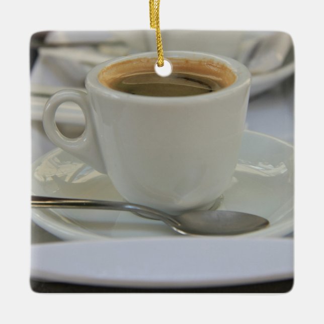 Fresh brewed espresso ceramic tree decoration (Front)