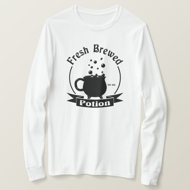 Fresh Brewed Potion Cauldron Cup Design T-Shirt (Design Front)