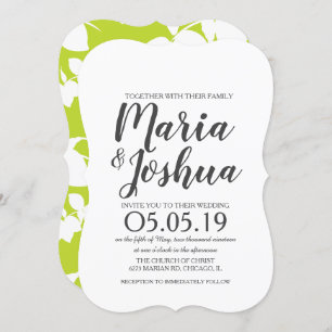 Fresh Bright Green Lemon Silo Pattern Wedding Invitation