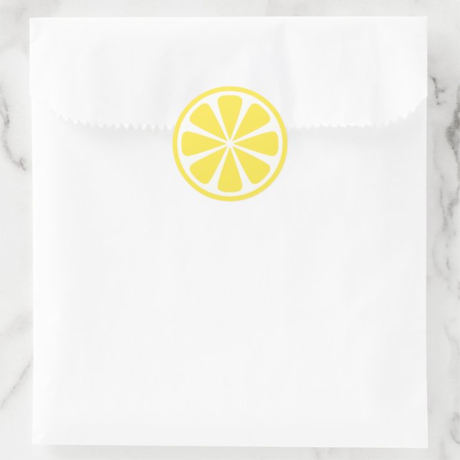 Fresh Bright Yellow Lemon Slice Round Sticker (Bag)
