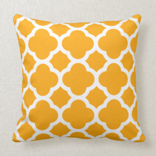 Fresh Butternut Colour Moroccan Quatrefoil Pattern Cushion