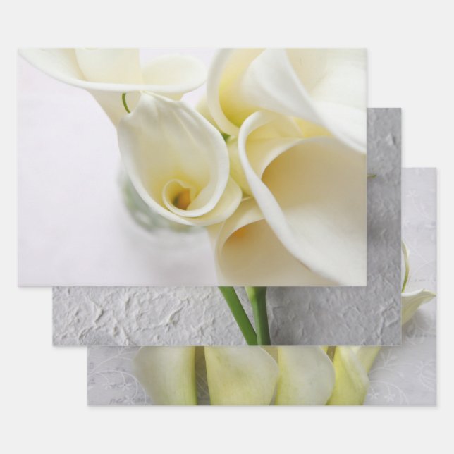 Fresh calla lilies wrapping paper sheet (Set)
